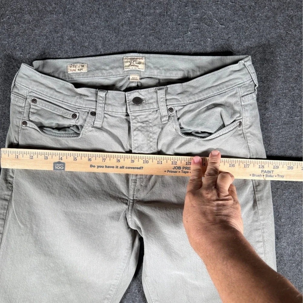 J. Crew 484 Slim Fit Pants Mens 33x34 Sage Green Cotton Stretch Button Fly 13156